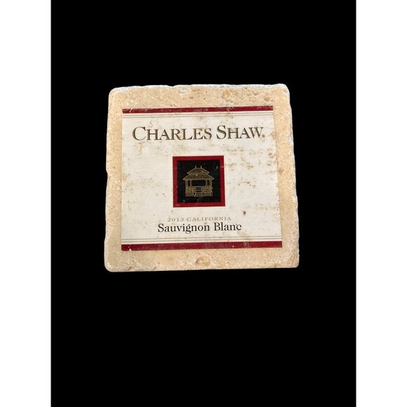 Handmade Natural Stone Marble Drink Coasters - French Wine Theme Set of 4 New - Picture 4 of 5